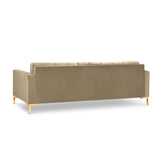 Mamaia 4-Sitzer Sofa, Beine Goldmetall, mit Bezug aus Samt (Blu28) in Beige, 217x96 cm – Bild 5