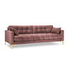 Mamaia 4-Sitzer Sofa, Beine Goldmetall, mit Bezug aus Samt (Blu52) in Rosa, 217x96 cm – Bild 1