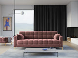 Mamaia 4-Sitzer Sofa, Beine Goldmetall, mit Bezug aus Samt (Blu52) in Rosa, 217x96 cm – Bild 2