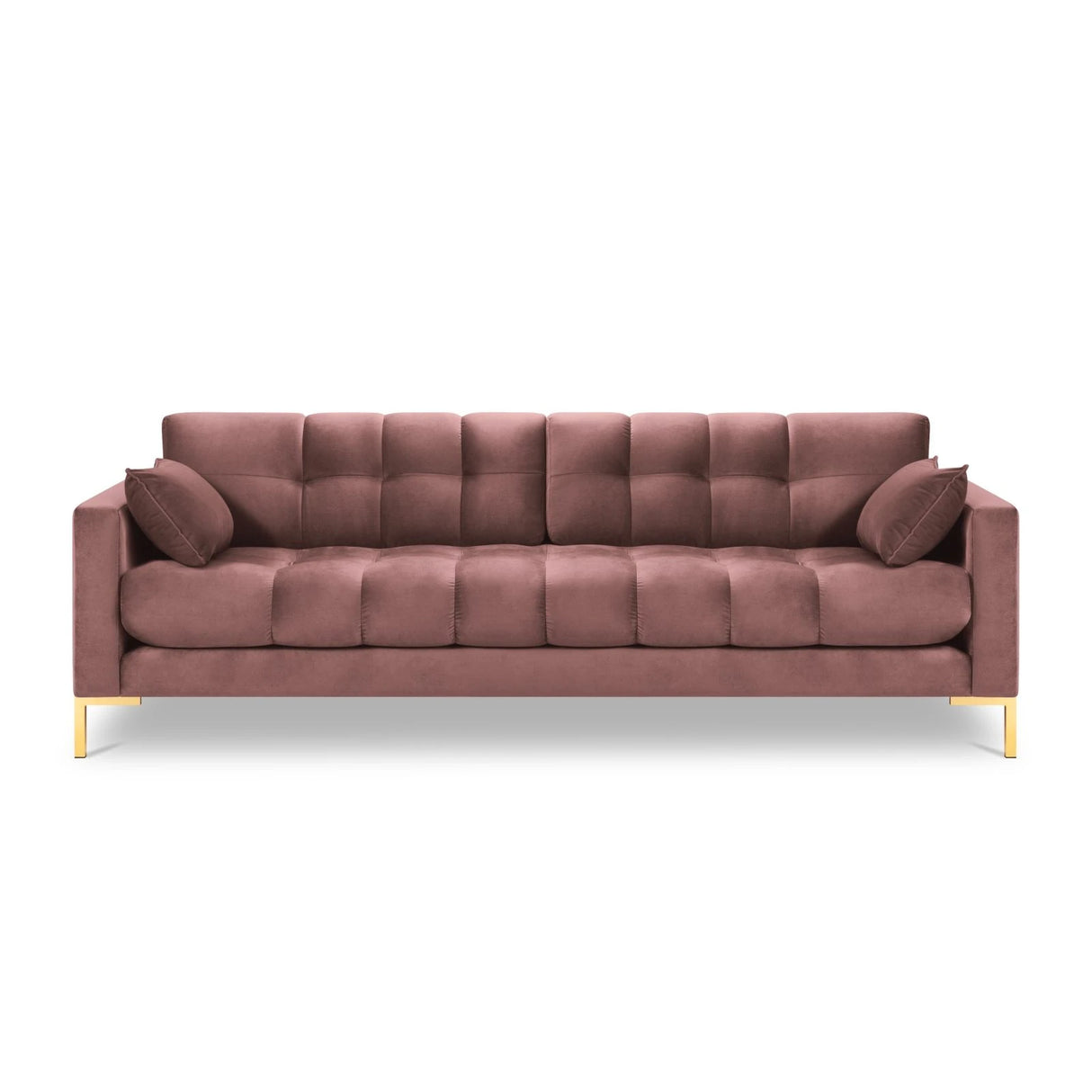 Mamaia 4-Sitzer Sofa, Beine Goldmetall, mit Bezug aus Samt (Blu52) in Rosa, 217x96 cm – Bild 4