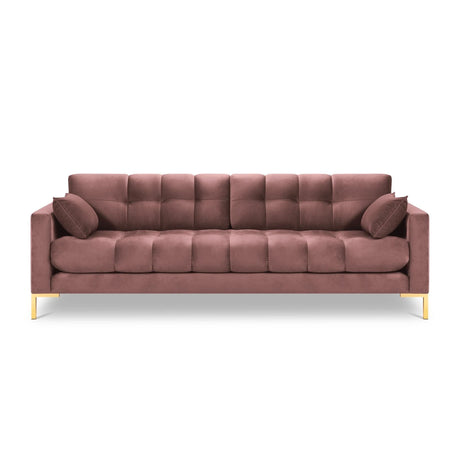 Mamaia 4-Sitzer Sofa, Beine Goldmetall, mit Bezug aus Samt (Blu52) in Rosa, 217x96 cm – Bild 4