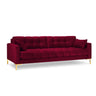 Mamaia 4-Sitzer Sofa, Beine Goldmetall, mit Bezug aus Samt (Blu59) in Rot, 217x96 cm – Bild 1