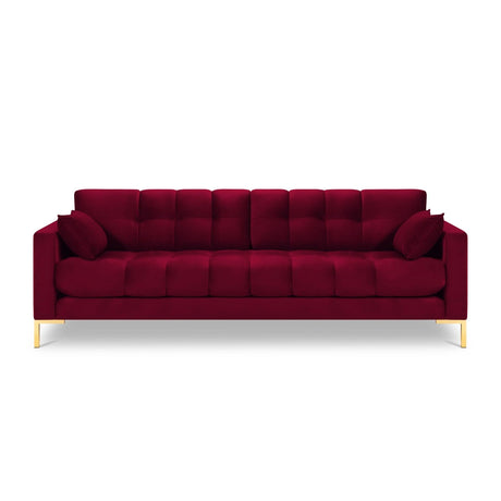 Mamaia 4-Sitzer Sofa, Beine Goldmetall, mit Bezug aus Samt (Blu59) in Rot, 217x96 cm – Bild 4
