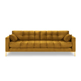 Mamaia 4-Sitzer Sofa, Beine Goldmetall, mit Bezug aus Samt (Blu68) in Gelb, 217x96 cm – Bild 4