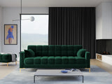 Mamaia 4-Sitzer Sofa, Beine Goldmetall, mit Bezug aus Samt (Blu78) in Flaschengrün, 217x96 cm – Bild 2