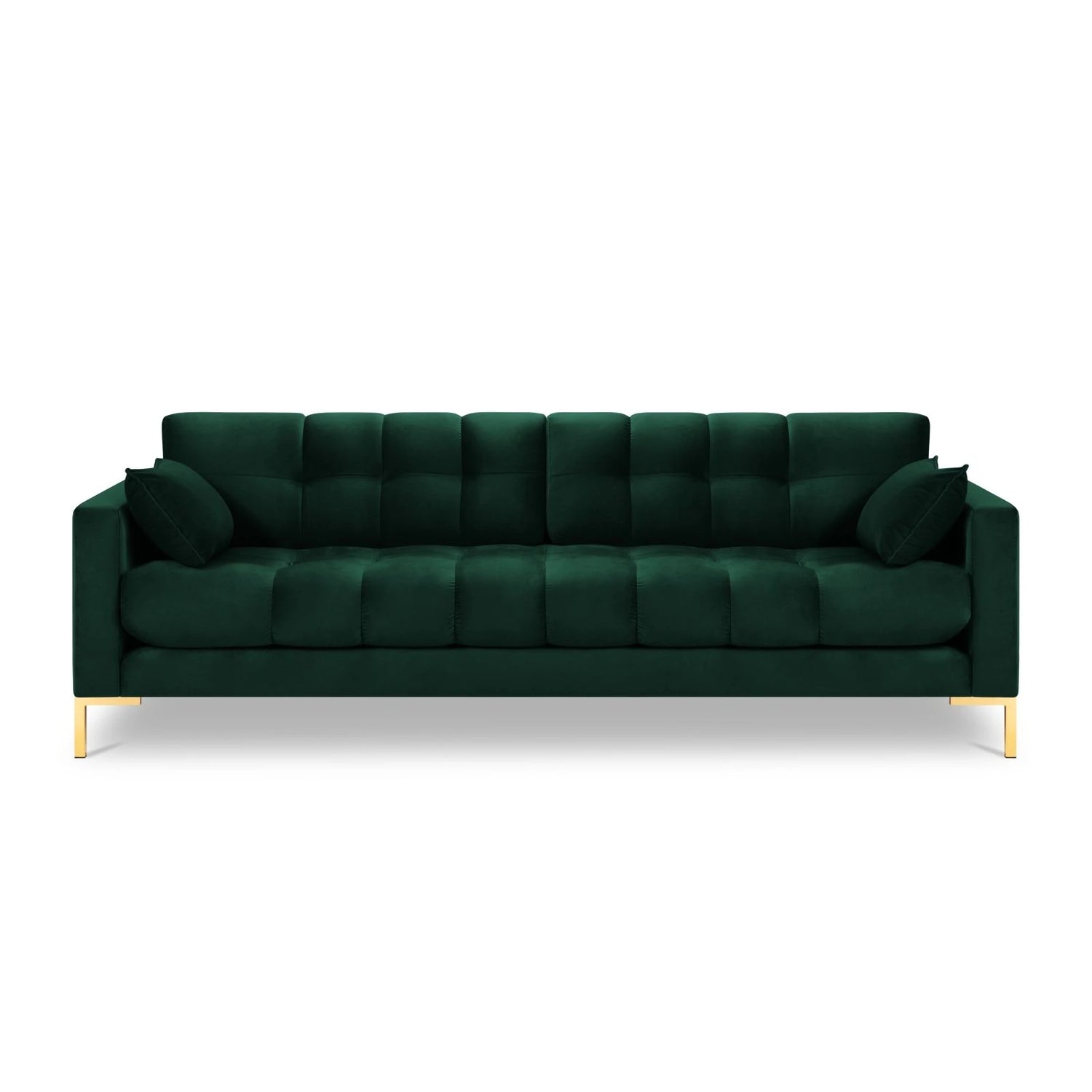 Mamaia 4-Sitzer Sofa, Beine Goldmetall, mit Bezug aus Samt (Blu78) in Flaschengrün, 217x96 cm – Bild 4