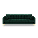 Mamaia 4-Sitzer Sofa, Beine Goldmetall, mit Bezug aus Samt (Blu78) in Flaschengrün, 217x96 cm – Bild 4