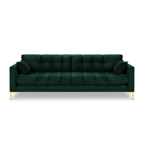 Mamaia 4-Sitzer Sofa, Beine Goldmetall, mit Bezug aus Samt (Blu78) in Flaschengrün, 217x96 cm – Bild 4