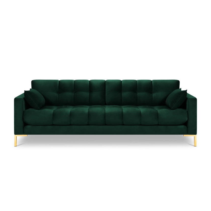 Mamaia 4-Sitzer Sofa, Beine Goldmetall, mit Bezug aus Samt (Blu78) in Flaschengrün, 217x96 cm – Bild 4