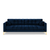 Mamaia 4-Sitzer Sofa, Beine Goldmetall, mit Bezug aus Samt (Blu86) in Königsblau, 217x96 cm – Bild 4