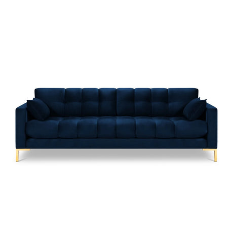 Mamaia 4-Sitzer Sofa, Beine Goldmetall, mit Bezug aus Samt (Blu86) in Königsblau, 217x96 cm – Bild 4