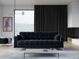 Mamaia 4-Sitzer Sofa, Beine Goldmetall, mit Bezug aus Samt (Blu89) in Dunkelblau, 217x96 cm – Bild 2