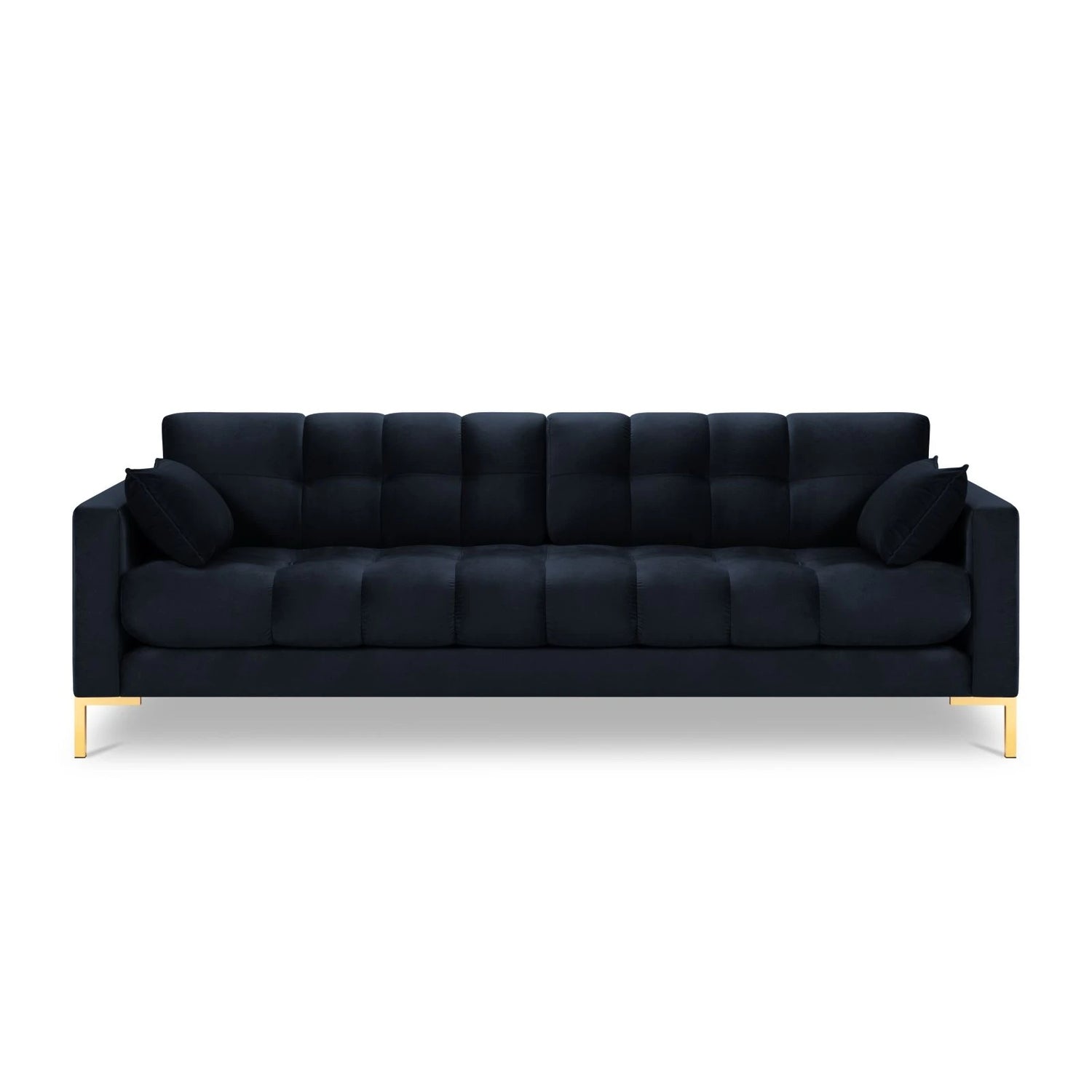Mamaia 4-Sitzer Sofa, Beine Goldmetall, mit Bezug aus Samt (Blu89) in Dunkelblau, 217x96 cm – Bild 4