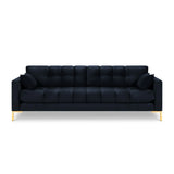 Mamaia 4-Sitzer Sofa, Beine Goldmetall, mit Bezug aus Samt (Blu89) in Dunkelblau, 217x96 cm – Bild 4