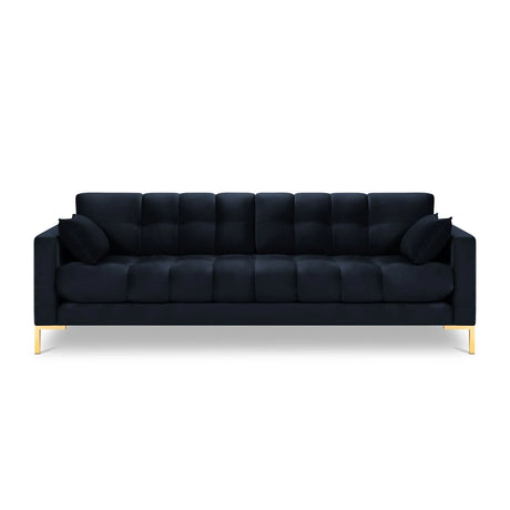 Mamaia 4-Sitzer Sofa, Beine Goldmetall, mit Bezug aus Samt (Blu89) in Dunkelblau, 217x96 cm – Bild 4