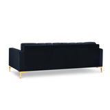 Mamaia 4-Sitzer Sofa, Beine Goldmetall, mit Bezug aus Samt (Blu89) in Dunkelblau, 217x96 cm – Bild 5