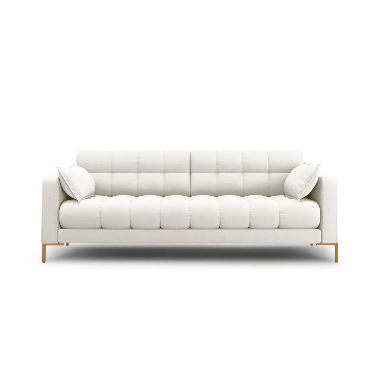 Mamaia 4-Sitzer Sofa, Beine Goldmetall, mit Bezug aus Samt oder Strukturstoff, 217x96 cm – Bild 1