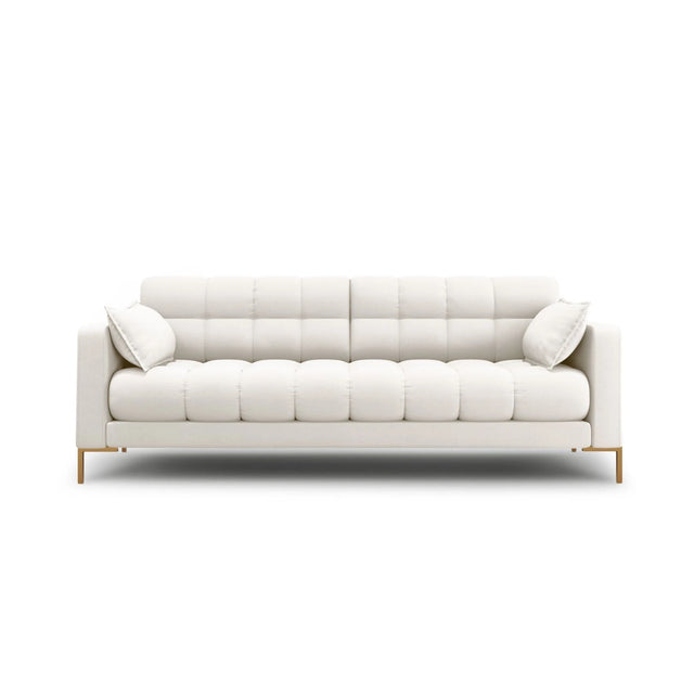 Mamaia 4-Sitzer Sofa, Beine Goldmetall, mit Bezug aus Samt oder Strukturstoff, 217x96 cm – Bild 1