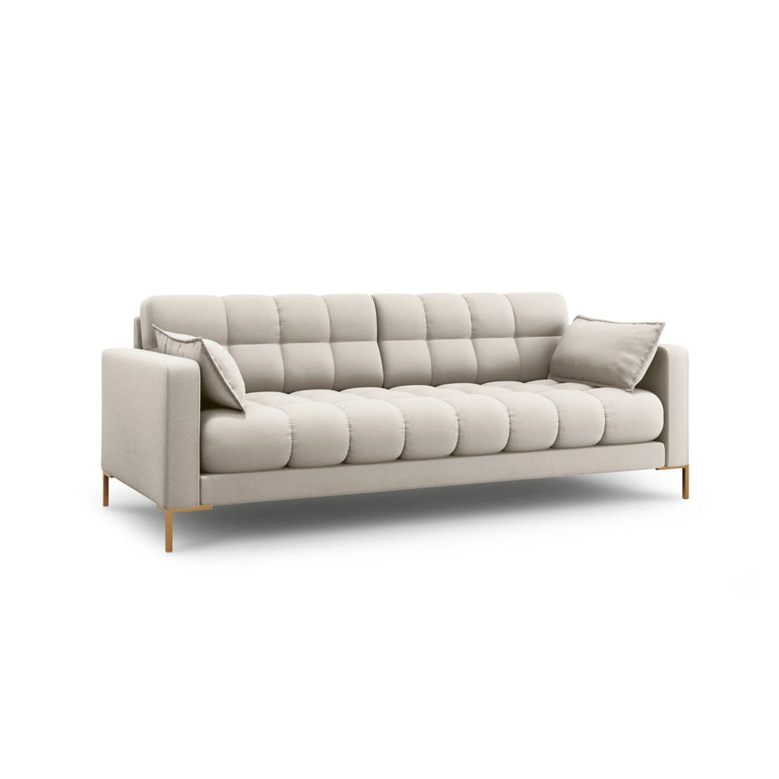 Mamaia 4-Sitzer Sofa, Beine Goldmetall, mit Bezug aus Strukturierter Stoff (Nev04) in Beige, 217x96 cm – Bild 3