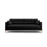 Mamaia 4-Sitzer Sofa, Beine Goldmetall, mit Bezug aus Strukturierter Stoff (Nev100) in Schwarz, 217x96 cm – Bild 1