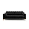 Mamaia 4-Sitzer Sofa, Beine Goldmetall, mit Bezug aus Strukturierter Stoff (Nev100) in Schwarz, 217x96 cm – Bild 1
