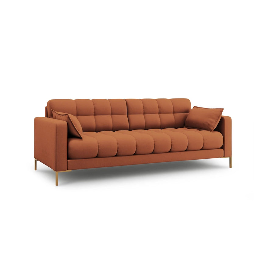 Mamaia 4-Sitzer Sofa, Beine Goldmetall, mit Bezug aus Strukturierter Stoff (Nev52) in Ziegel, 217x96 cm – Bild 3