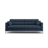 Mamaia 4-Sitzer Sofa, Beine Goldmetall, mit Bezug aus Strukturierter Stoff (Nev77) in Blau, 217x96 cm – Bild 1