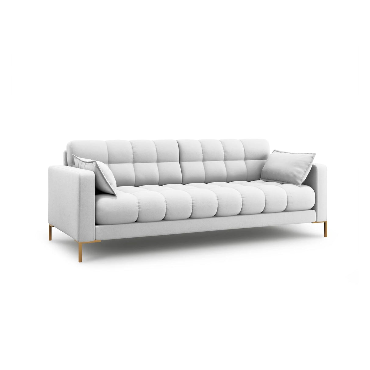 Mamaia 4-Sitzer Sofa, Beine Goldmetall, mit Bezug aus Strukturierter Stoff (Nev80) in Hellgrau, 217x96 cm – Bild 3