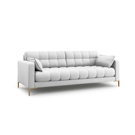 Mamaia 4-Sitzer Sofa, Beine Goldmetall, mit Bezug aus Strukturierter Stoff (Nev80) in Hellgrau, 217x96 cm – Bild 3