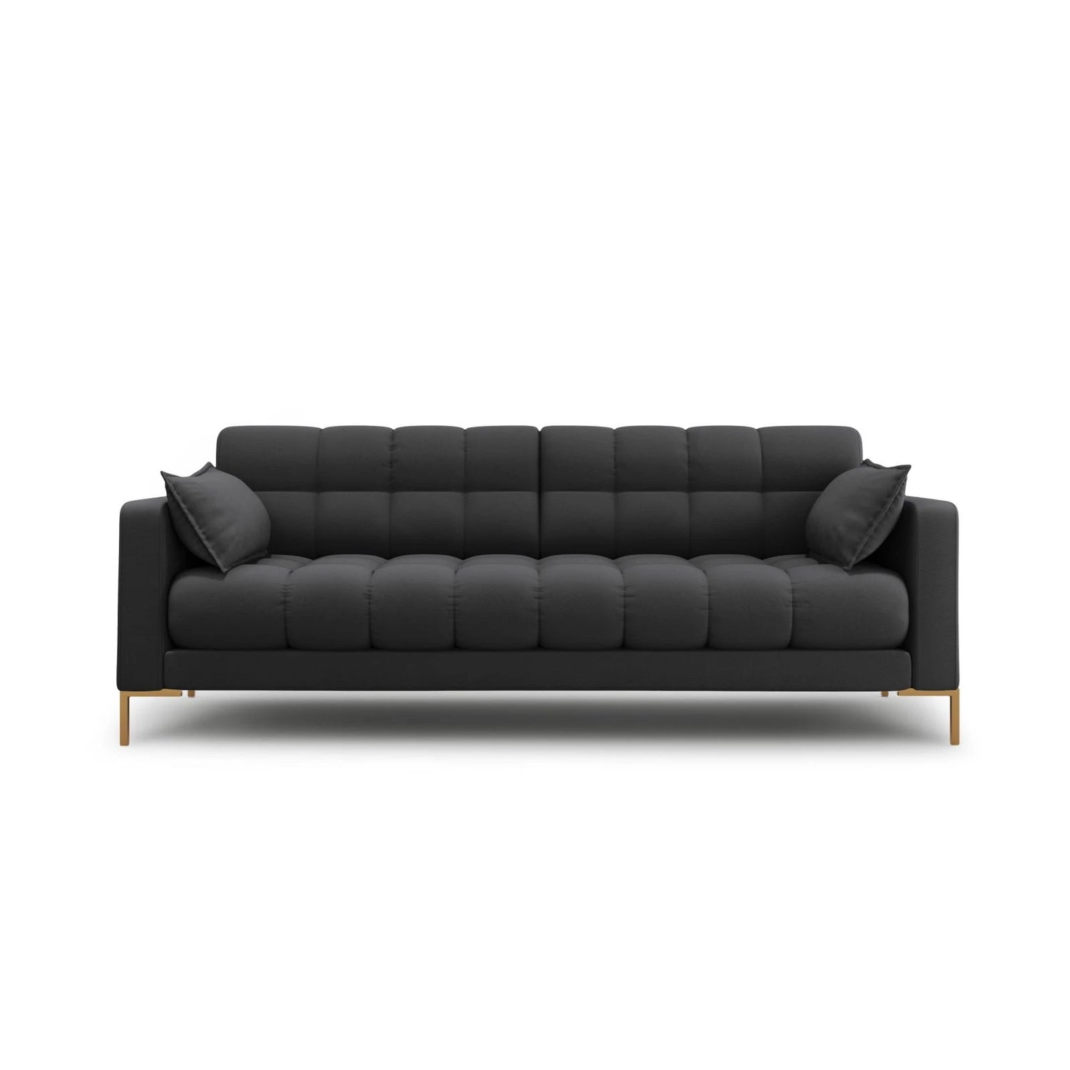 Mamaia 4-Sitzer Sofa, Beine Goldmetall, mit Bezug aus Strukturierter Stoff (Nev97) in Dunkelgrau, 217x96 cm – Bild 1