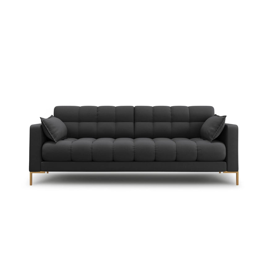 Mamaia 4-Sitzer Sofa, Beine Goldmetall, mit Bezug aus Strukturierter Stoff (Nev97) in Dunkelgrau, 217x96 cm – Bild 1