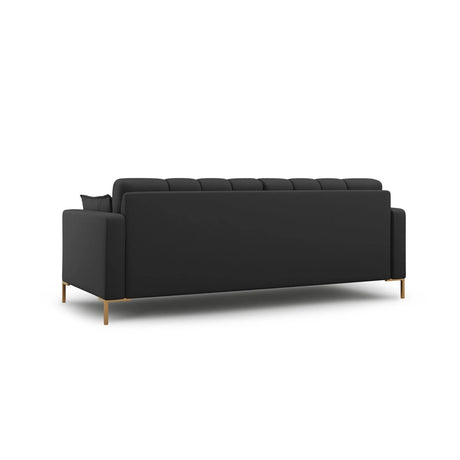 Mamaia 4-Sitzer Sofa, Beine Goldmetall, mit Bezug aus Strukturierter Stoff (Nev97) in Dunkelgrau, 217x96 cm – Bild 4
