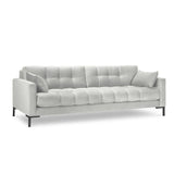 Mamaia 4-Sitzer Sofa, Metallbeine Schwarz, mit Bezug aus Samt (Blu03) in Silber, 217x96 cm – Bild 1