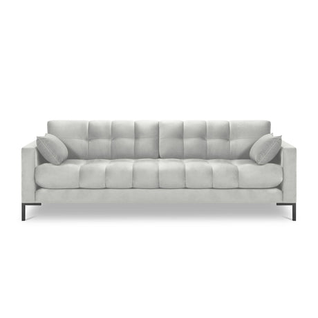 Mamaia 4-Sitzer Sofa, Metallbeine Schwarz, mit Bezug aus Samt (Blu03) in Silber, 217x96 cm – Bild 4