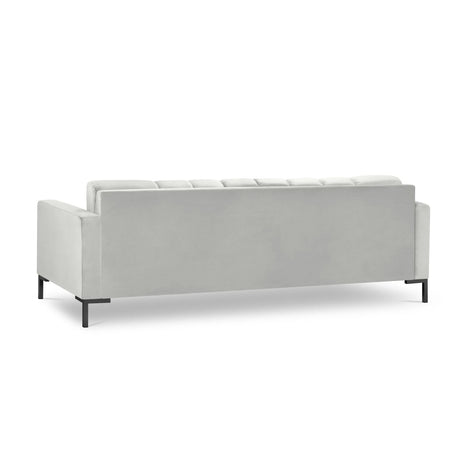 Mamaia 4-Sitzer Sofa, Metallbeine Schwarz, mit Bezug aus Samt (Blu03) in Silber, 217x96 cm – Bild 5