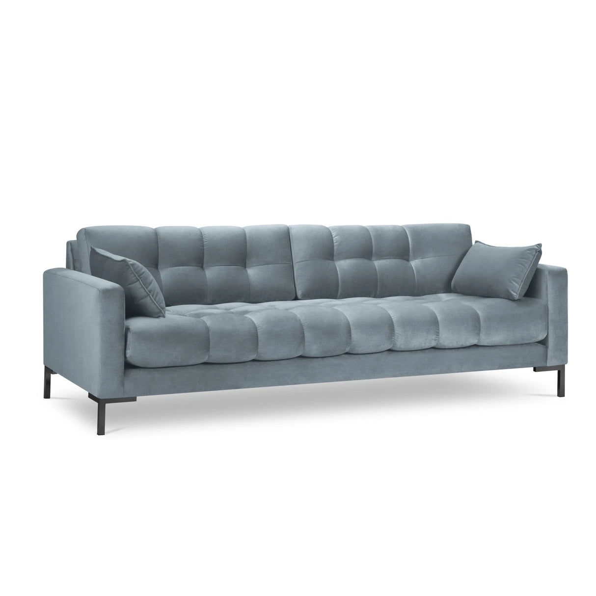 Mamaia 4-Sitzer Sofa, Metallbeine Schwarz, mit Bezug aus Samt (Blu06) in Hellblau, 217x96 cm – Bild 1