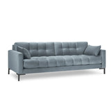 Mamaia 4-Sitzer Sofa, Metallbeine Schwarz, mit Bezug aus Samt (Blu06) in Hellblau, 217x96 cm – Bild 1