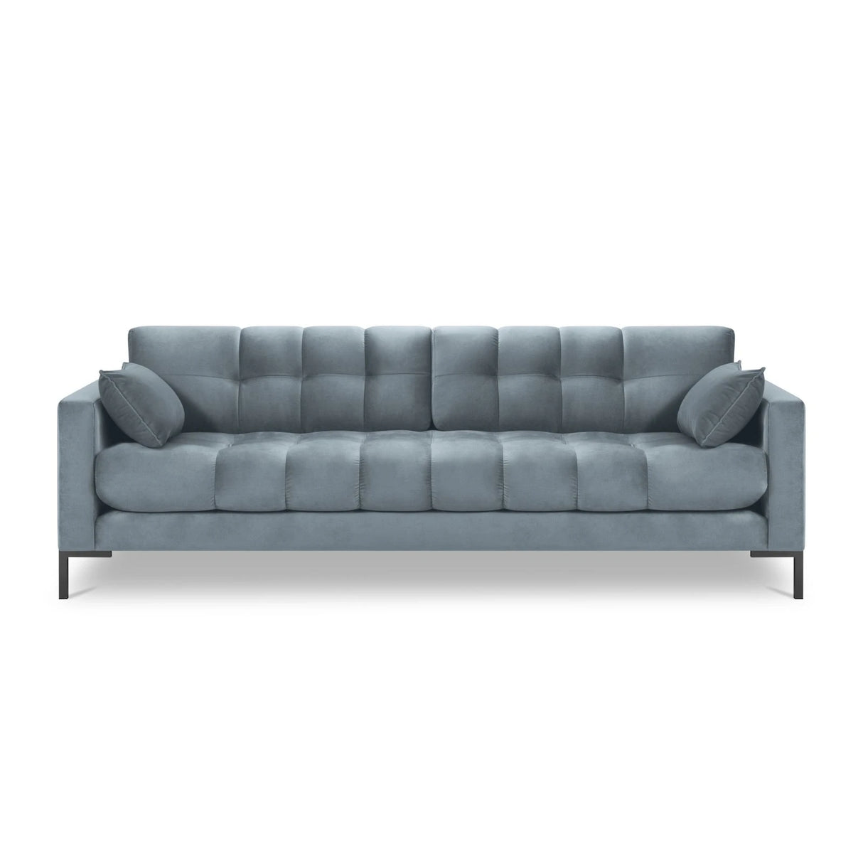 Mamaia 4-Sitzer Sofa, Metallbeine Schwarz, mit Bezug aus Samt (Blu06) in Hellblau, 217x96 cm – Bild 4