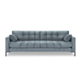 Mamaia 4-Sitzer Sofa, Metallbeine Schwarz, mit Bezug aus Samt (Blu06) in Hellblau, 217x96 cm – Bild 4