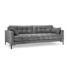 Mamaia 4-Sitzer Sofa, Metallbeine Schwarz, mit Bezug aus Samt (Blu13) in Hellgrau, 217x96 cm – Bild 1