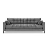 Mamaia 4-Sitzer Sofa, Metallbeine Schwarz, mit Bezug aus Samt (Blu13) in Hellgrau, 217x96 cm – Bild 4