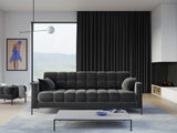 Mamaia 4-Sitzer Sofa, Metallbeine Schwarz, mit Bezug aus Samt (Blu18) in Dunkelgrau, 217x96 cm – Bild 2
