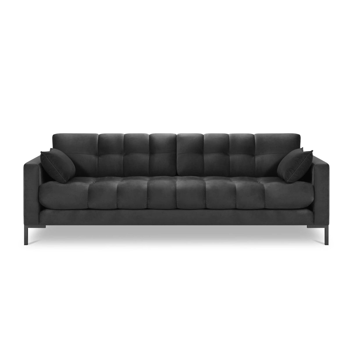 Mamaia 4-Sitzer Sofa, Metallbeine Schwarz, mit Bezug aus Samt (Blu18) in Dunkelgrau, 217x96 cm – Bild 4