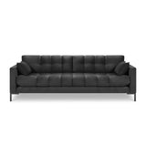 Mamaia 4-Sitzer Sofa, Metallbeine Schwarz, mit Bezug aus Samt (Blu18) in Dunkelgrau, 217x96 cm – Bild 4