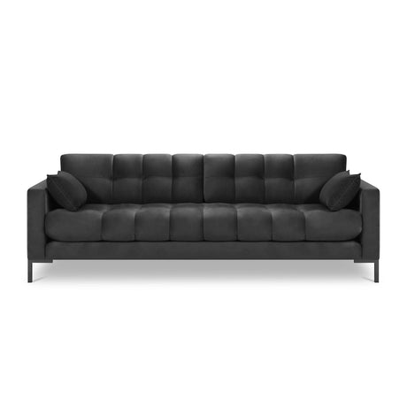 Mamaia 4-Sitzer Sofa, Metallbeine Schwarz, mit Bezug aus Samt (Blu18) in Dunkelgrau, 217x96 cm – Bild 4