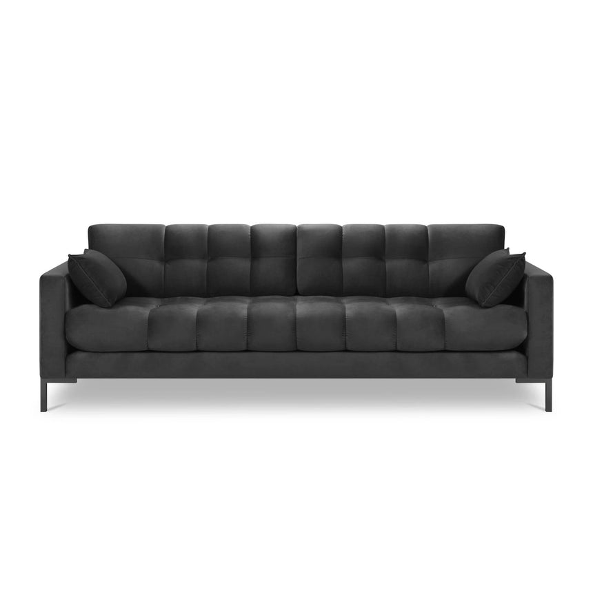 Mamaia 4-Sitzer Sofa, Metallbeine Schwarz, mit Bezug aus Samt (Blu18) in Dunkelgrau, 217x96 cm – Bild 4