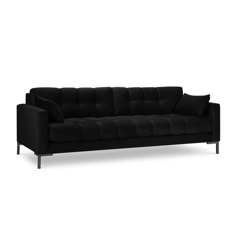 Mamaia 4-Sitzer Sofa, Metallbeine Schwarz, mit Bezug aus Samt (Blu19) in Schwarz, 217x96 cm – Bild 1