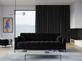 Mamaia 4-Sitzer Sofa, Metallbeine Schwarz, mit Bezug aus Samt (Blu19) in Schwarz, 217x96 cm – Bild 2
