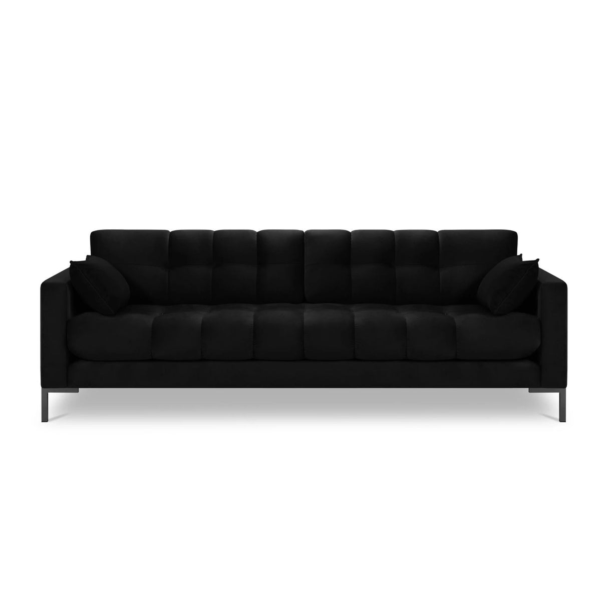 Mamaia 4-Sitzer Sofa, Metallbeine Schwarz, mit Bezug aus Samt (Blu19) in Schwarz, 217x96 cm – Bild 4