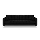 Mamaia 4-Sitzer Sofa, Metallbeine Schwarz, mit Bezug aus Samt (Blu19) in Schwarz, 217x96 cm – Bild 4
